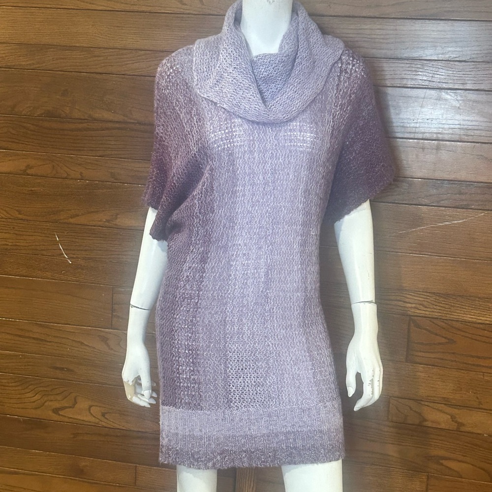 Cozy Purple Cowl Neck Sweater with Textured Knit